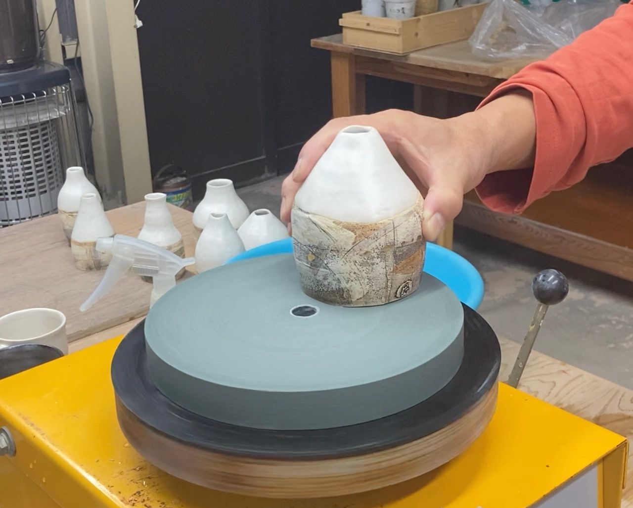 傷あり）陶芸 砥石 電動ろくろ 約φ25cmゴムシッタ付 陶芸道具