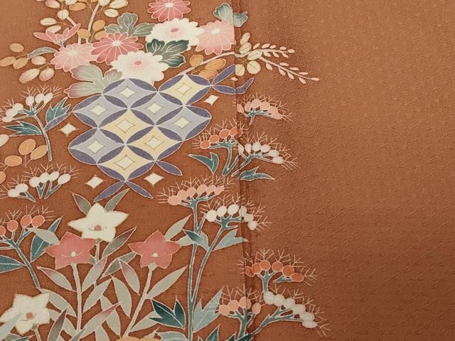 平和屋着物□豪華色留袖 横段吉祥花唐草文 金銀彩 正絹