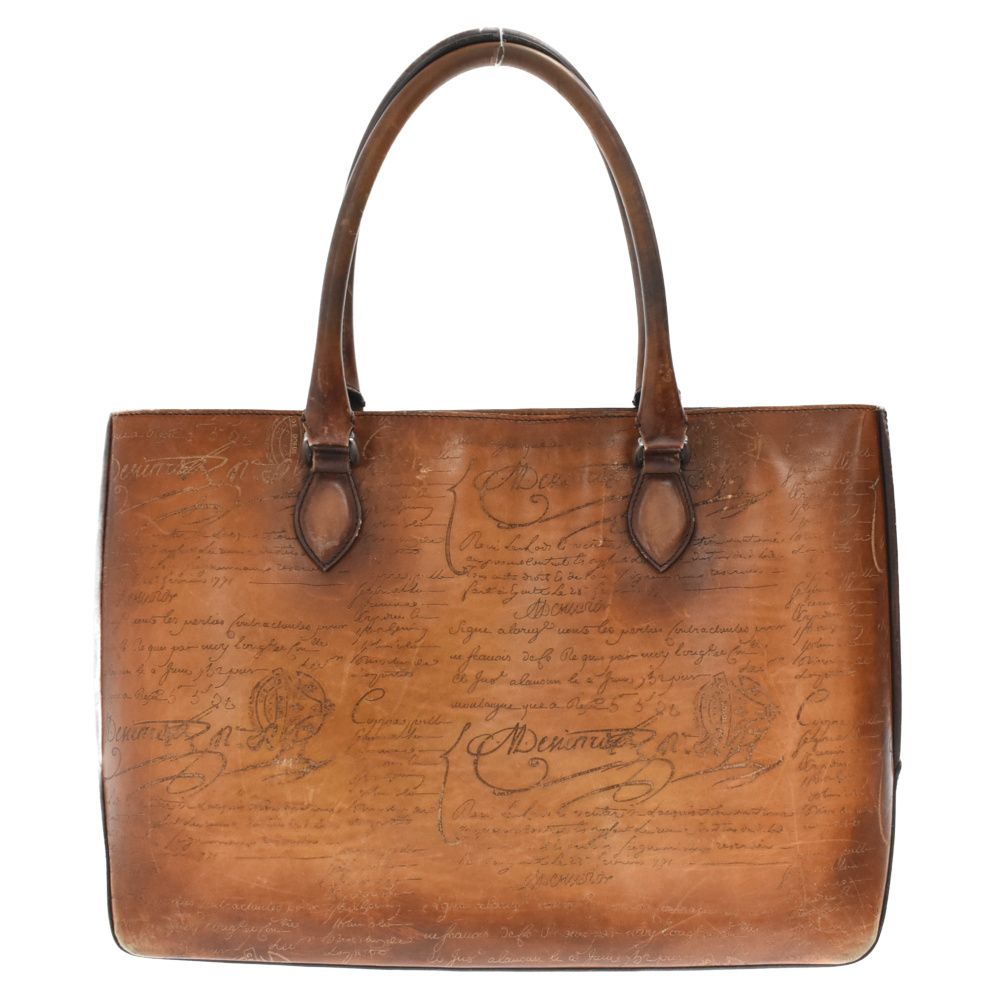良品 ベルルッティ カリグラフィ トゥジュール トートバッグ レザー ブラウン Berluti（ベルルッティ） トートバッグ カリグラフィ トゥージュール