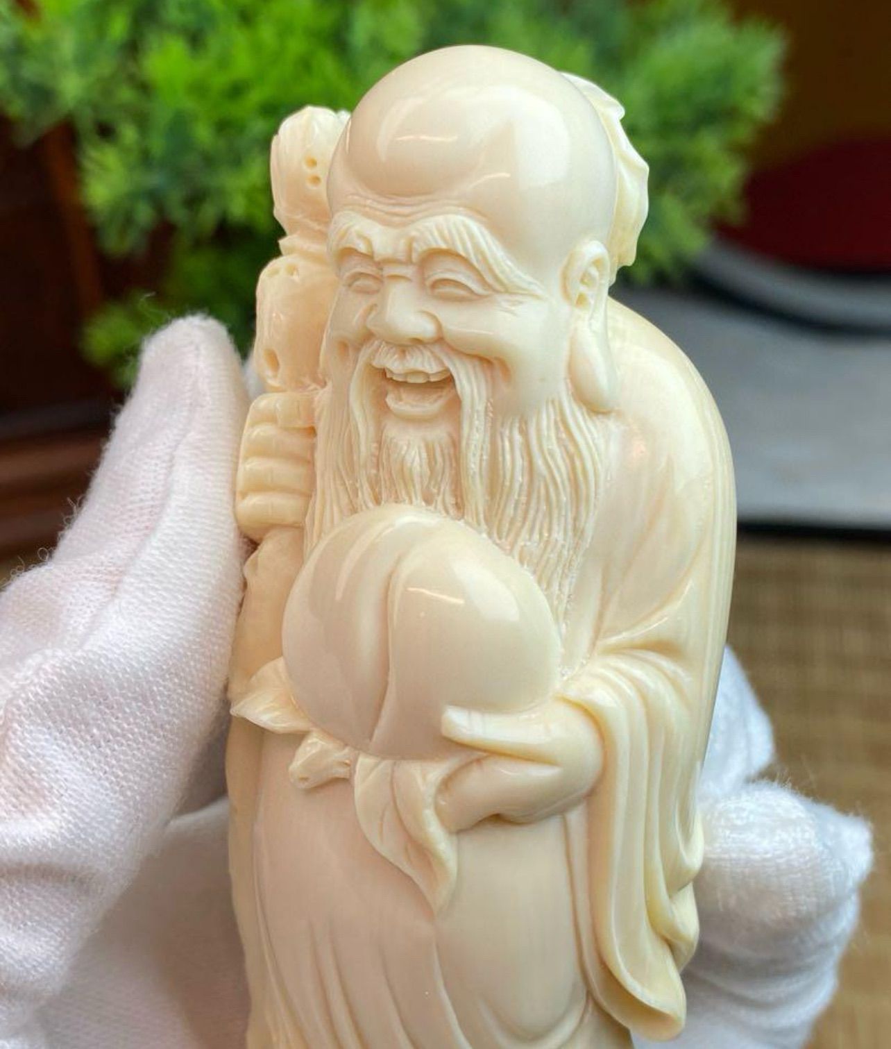 天然マンモス牙美しい手作り彫刻 1寿星公 置物 - メルカリ