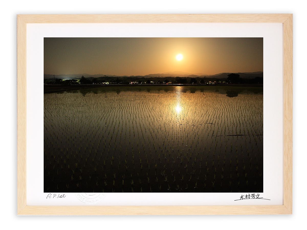 アートフォト 絵画 壁掛け 月夜の田園と白山/小松市/インテリア 壁掛け