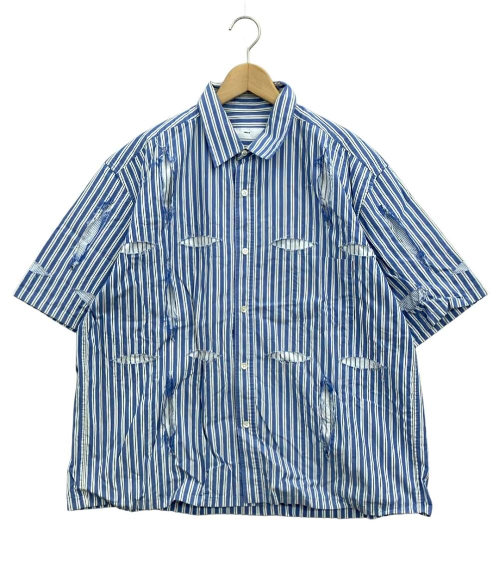 トーガビリリース TOGA VIRILIS 半袖シャツ ダメージシャツ ストライプ メンズ 48 トーガビリリース 半袖シャツ ダメージシャツ ストライプ メンズ SIZE