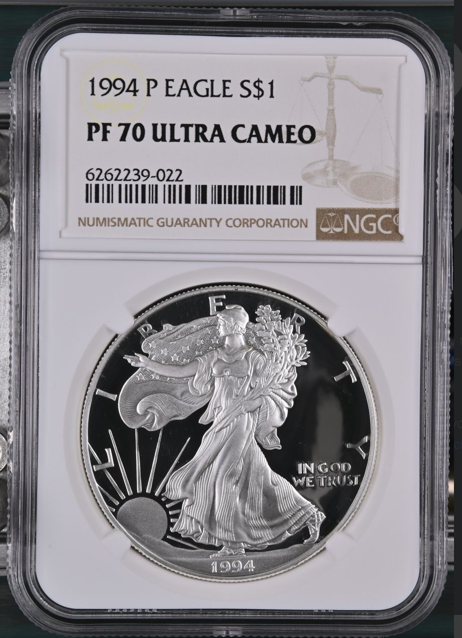 PF70 UCAM 1994P アメリカン シルバー イーグル ブラウンラベル NGC ホワイト
