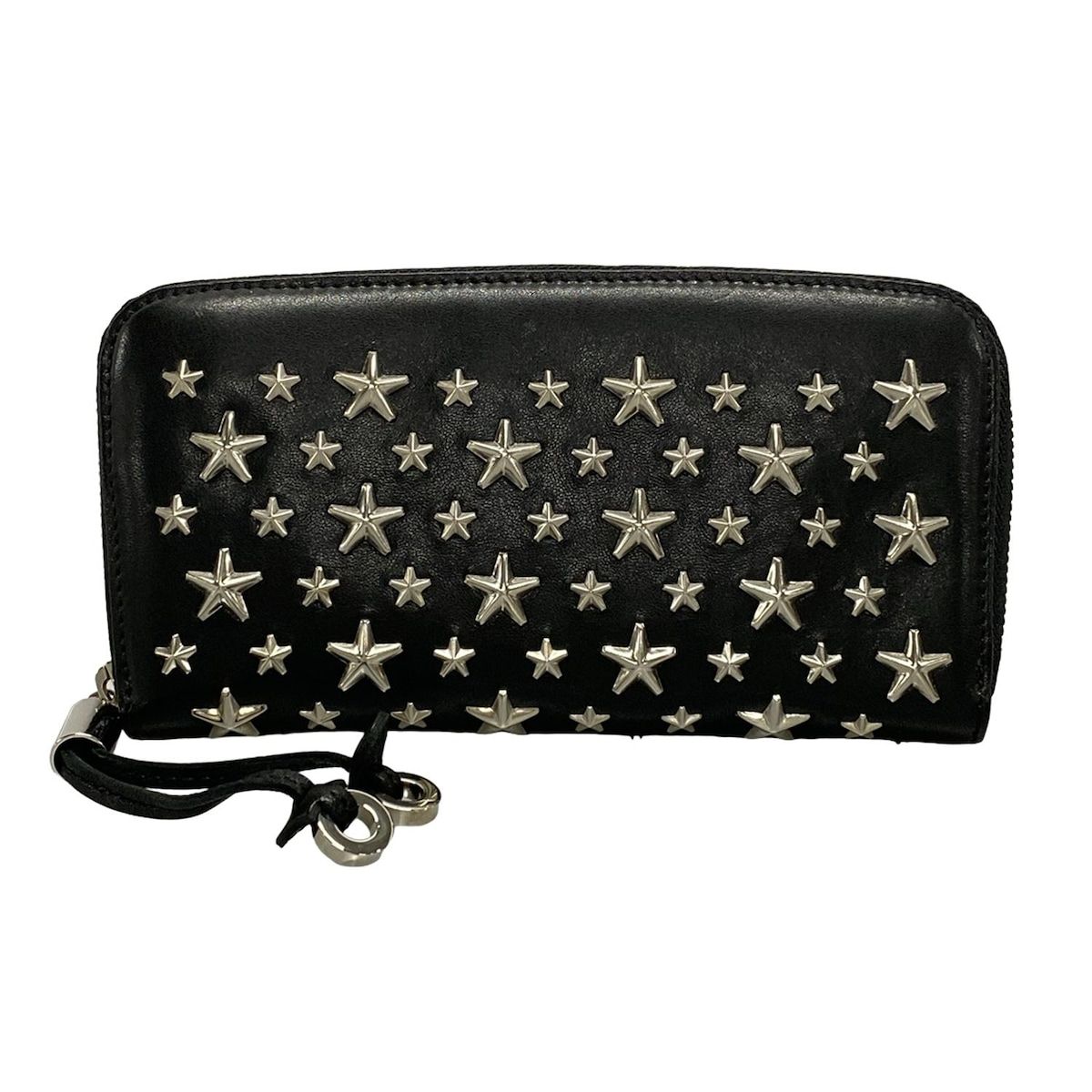 JIMMY CHOO ジミーチュウ 長財布 フィリッパ 黒 ラウンドファスナー|スタッズ|スター 星 |ホログラムシールあり レザー