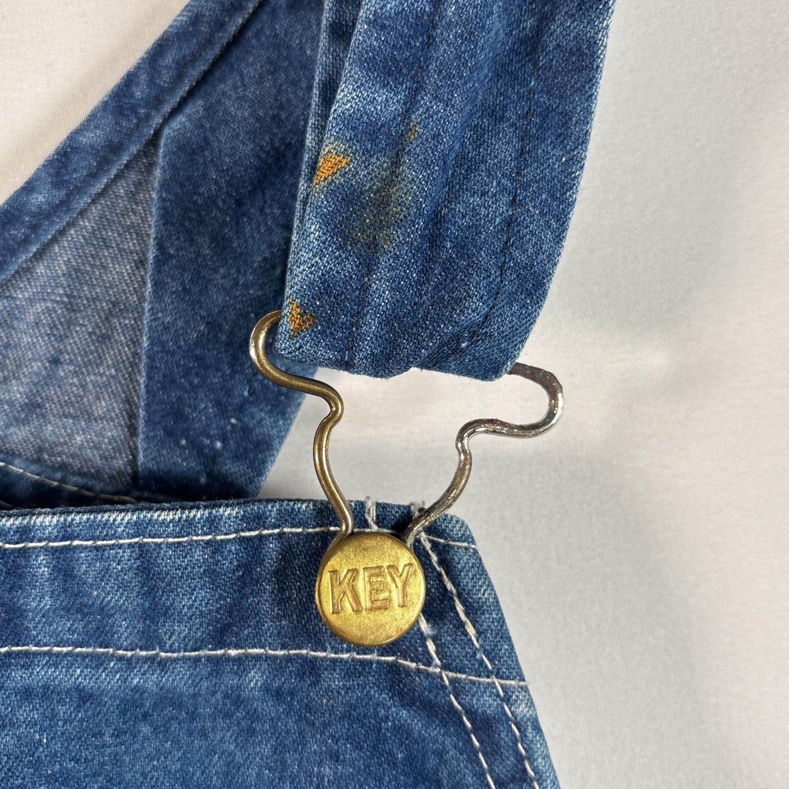 r*k様 1990's USA製 KEY ダックオーバーオール ヴィンテージ カ 90年代 KEY キー オーバーオール デニム地 メンズW40 古着 90s 古着