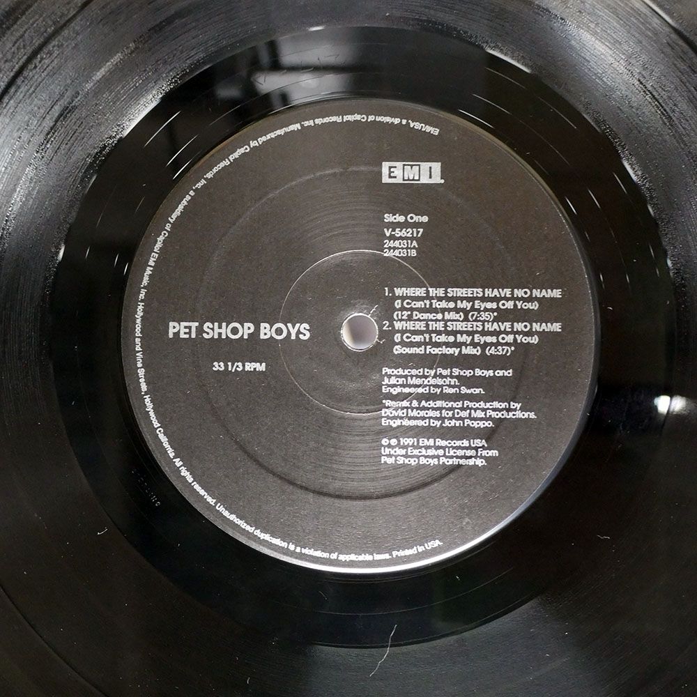 US盤 PET SHOP BOYS/WHERE THE STREETS HAVE NO NAME (I CAN'T
