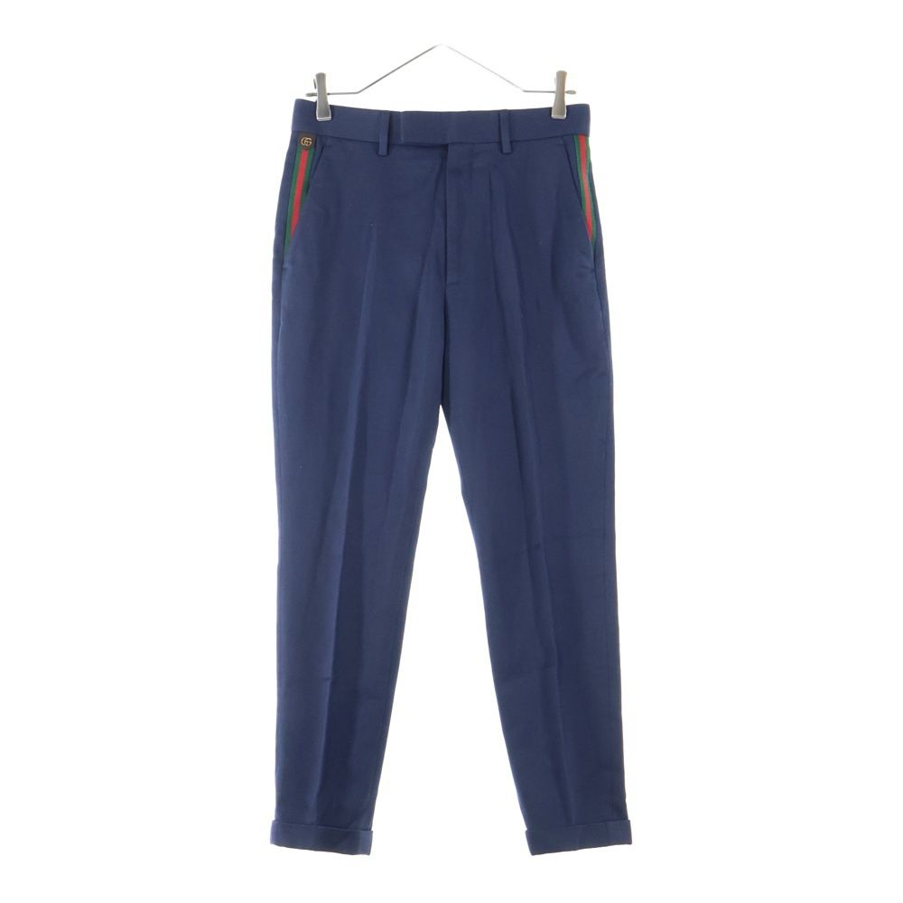 GUCCI グッチ ウェブ シェリーライン ストライプ コットンアンクルパンツ ネイビー 668588 Z8AQY