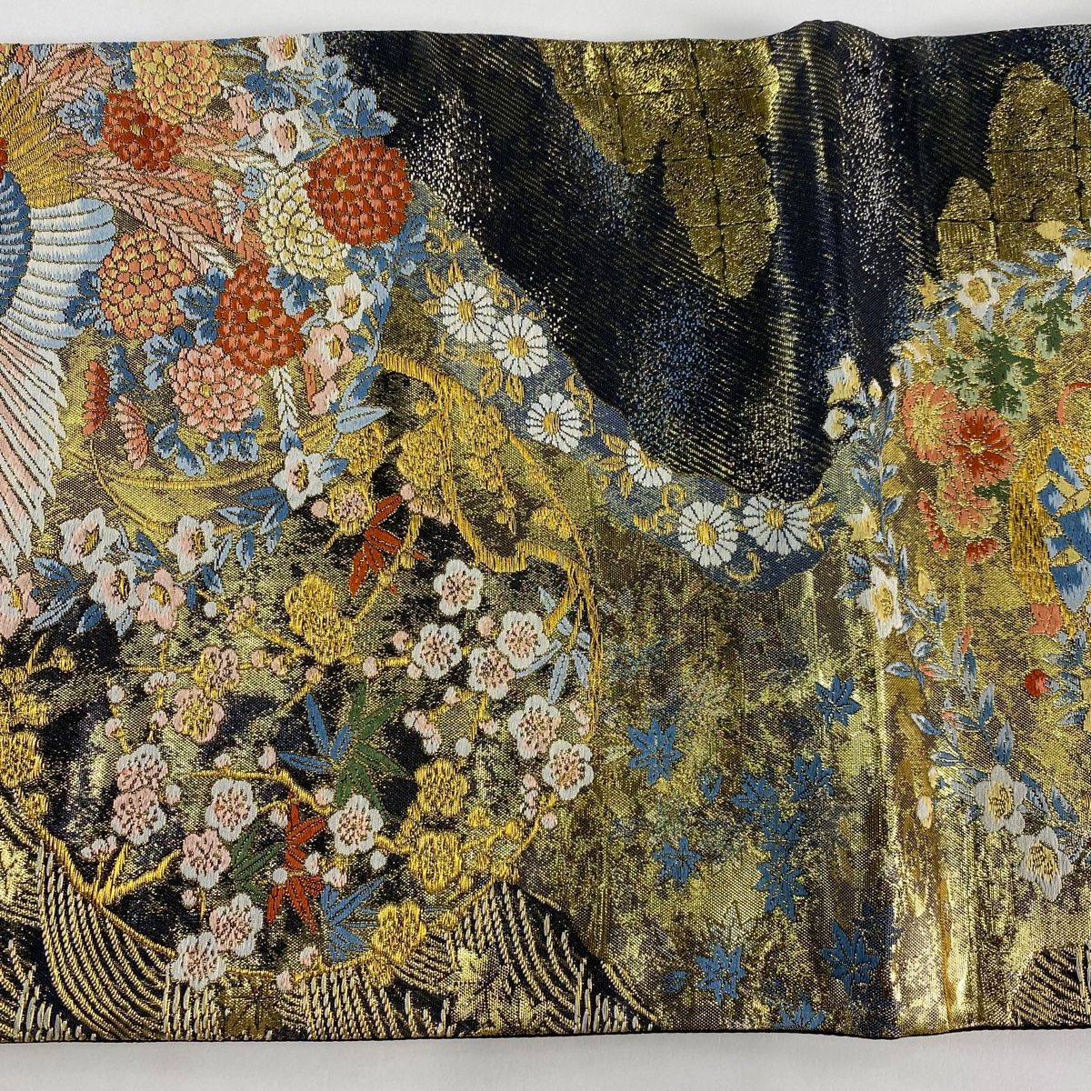 袋帯 美品 龍 華文 金糸 箔 黒 六通 正絹　訪問着　ブラック　ドラゴン　竜 袋帯 美品 秀品 菊 波 箔 金糸 黒 六通 正絹 【中古】 - メルカリ
