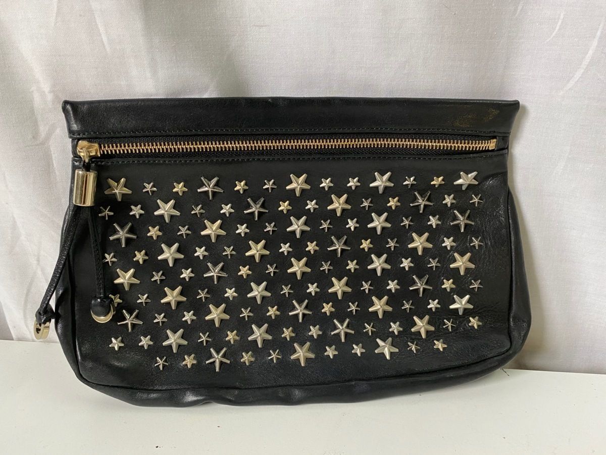 ジミーチュウ　スター　スタッズ　レザー　クラッチバッグ　ポーチ　ブラック JIMMY CHOO クラッチバッグ ゼタ スタッズ 星 レザー ポーチ（極