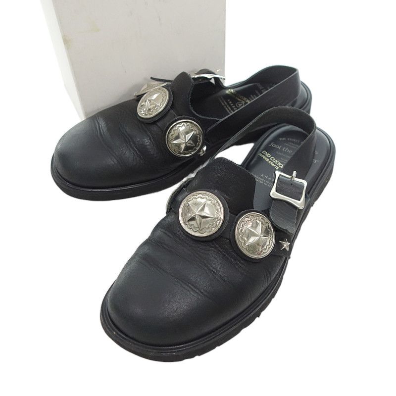 フットザコーチャー|FOOT THE COACHER × END CUSTOM JEWELLERS コンチョ レザー サンダル ブラック サイズ レディース7