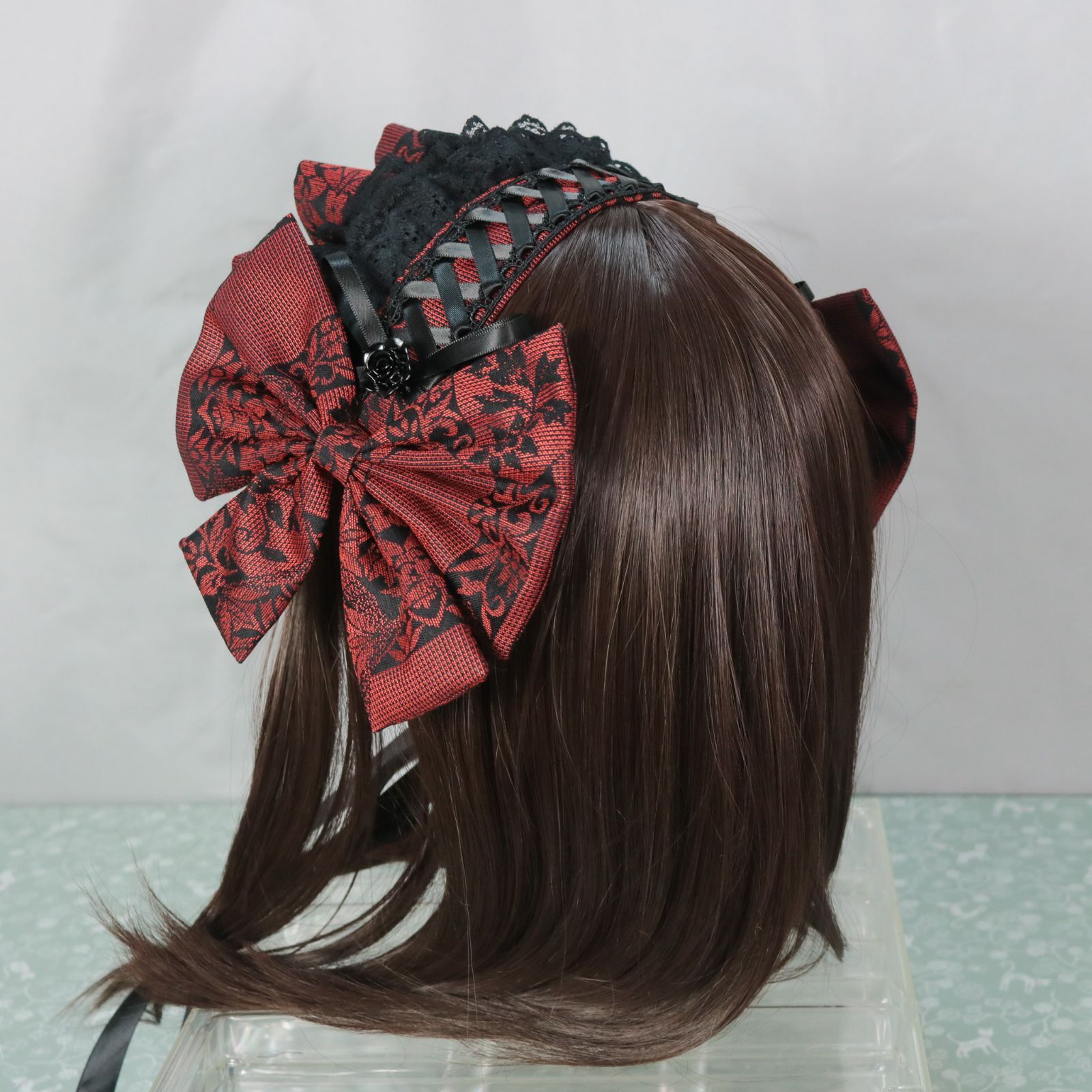 蘇芳×編上 ヘッドドレス ボンネット ロリータ ロリィタ 成人式