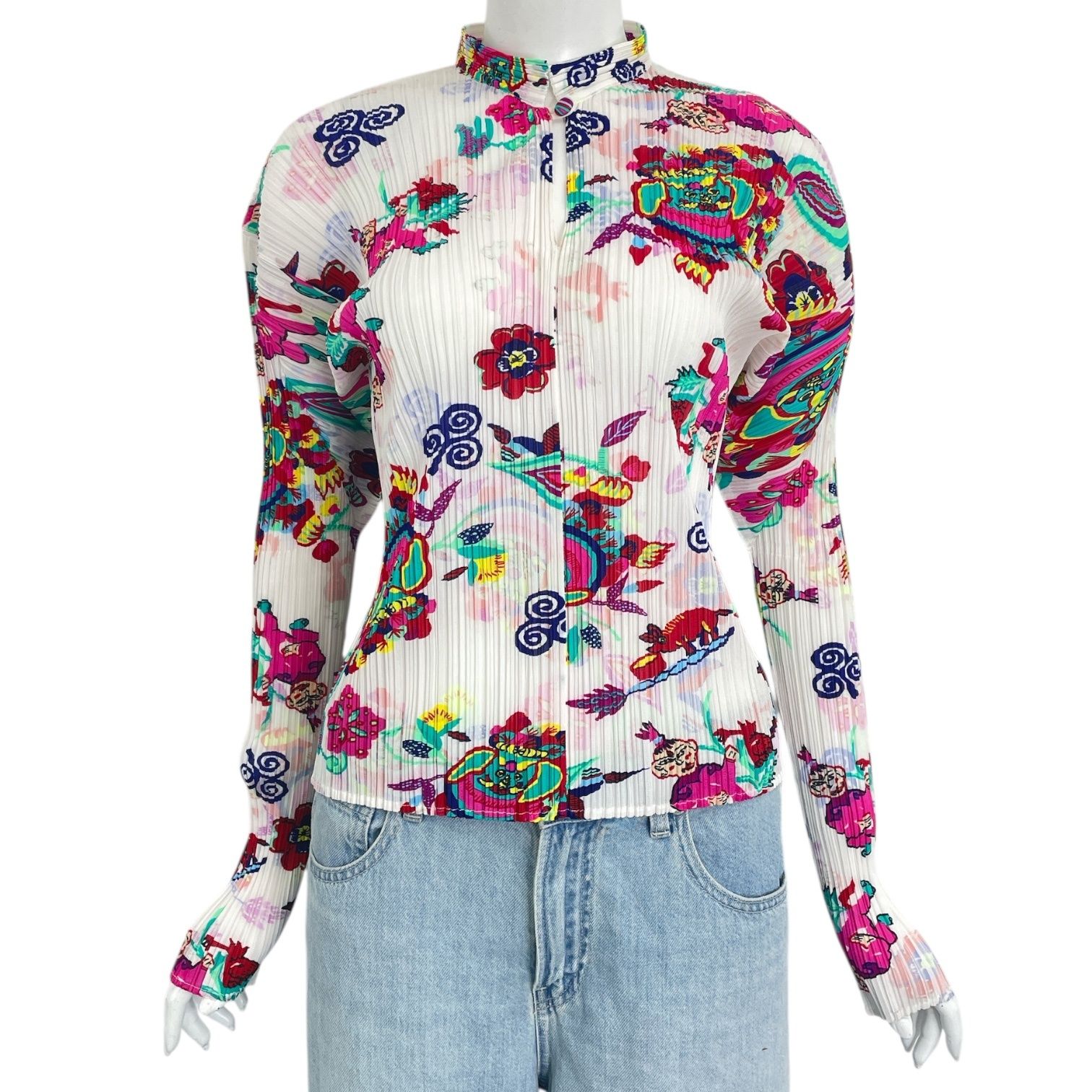 極美品 超希少 プリーツプリーズ マルチカラー 総柄 トップス イッセイミヤケ レア 希少 新品同様 ISSEY MIYAKE イッセイミヤケ PLEATS PLEASE