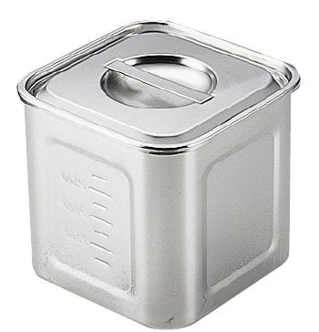 モリブデン深型角キッチンポット 目盛付 18cm