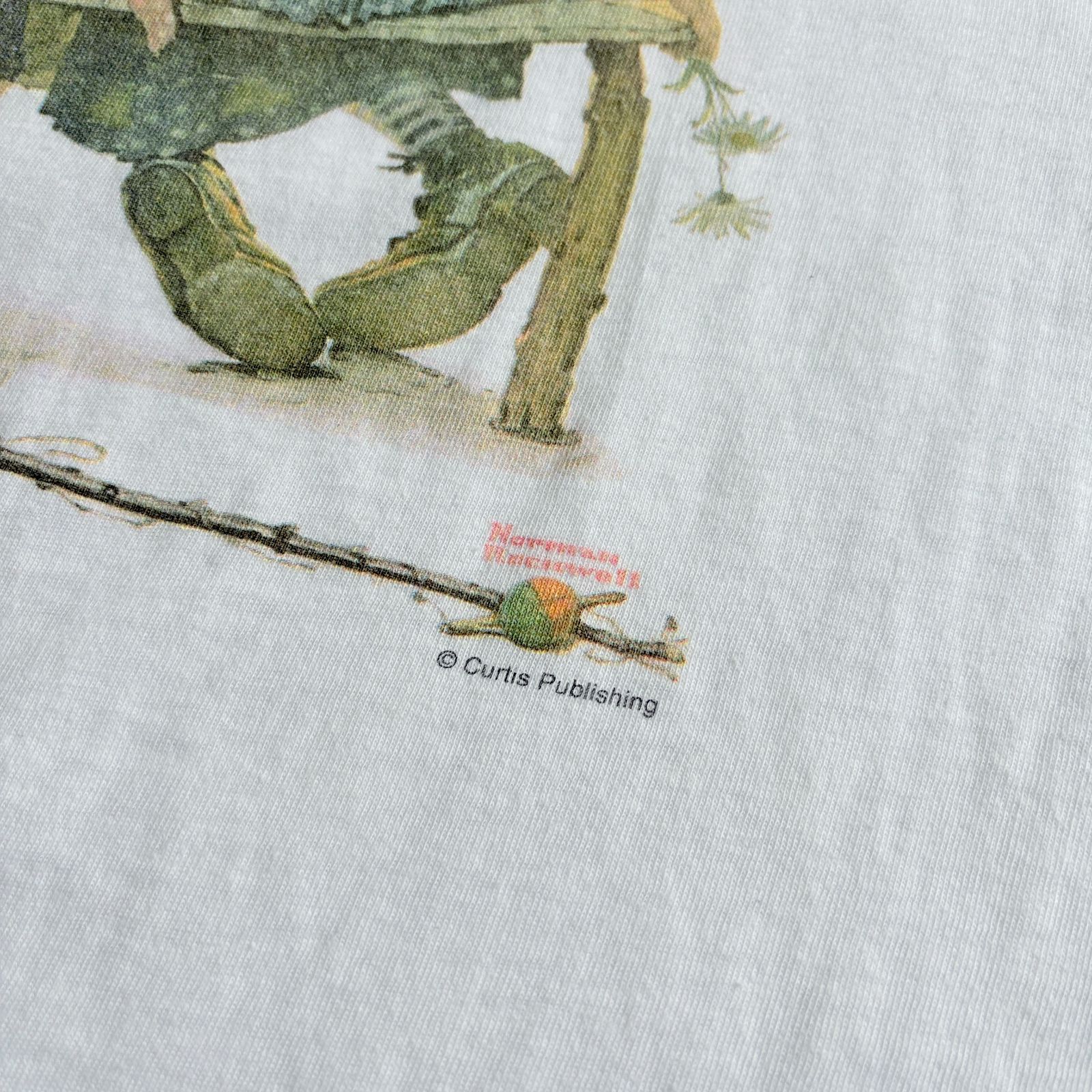 90s Norman Rockwell Boy and Girl gazing at the Moon Printed T 