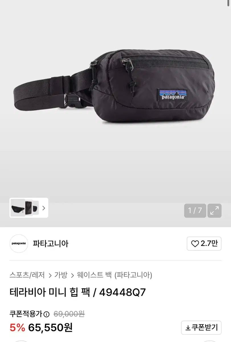 パタゴニア テラビア ミニ ヒップパック グレーブルー