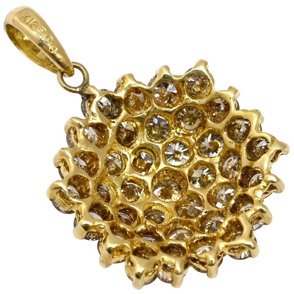ペンダントトップ パヴェダイヤ K18YG ダイヤモンド イエローゴールド フラワー ネックレストップ