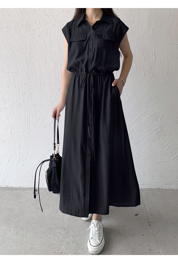 ワンピース レディース ノースリーブ 袖なし ロングワンピース シャツワンピース マキシワンピース 5Nm9555 WWW_MORNINGWALKER_COM