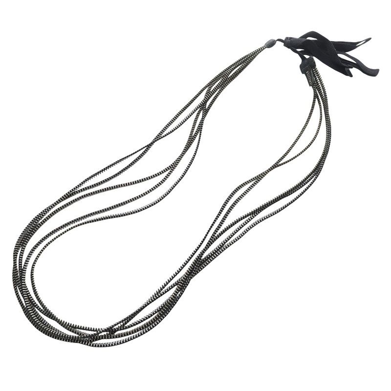 アンドゥムルメステール ANN DEMEULEMEESTER 5連ZIPチェーンネックレス  