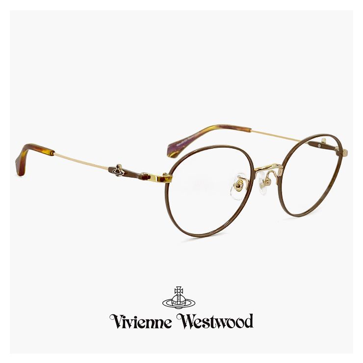 【新品】 ヴィヴィアン ウエストウッド メガネ 40-0003 c02 48mm レディース Vivienne Westwood 眼鏡 女性  40-0003 メタル ボストン 型 アジアンフィット モデル