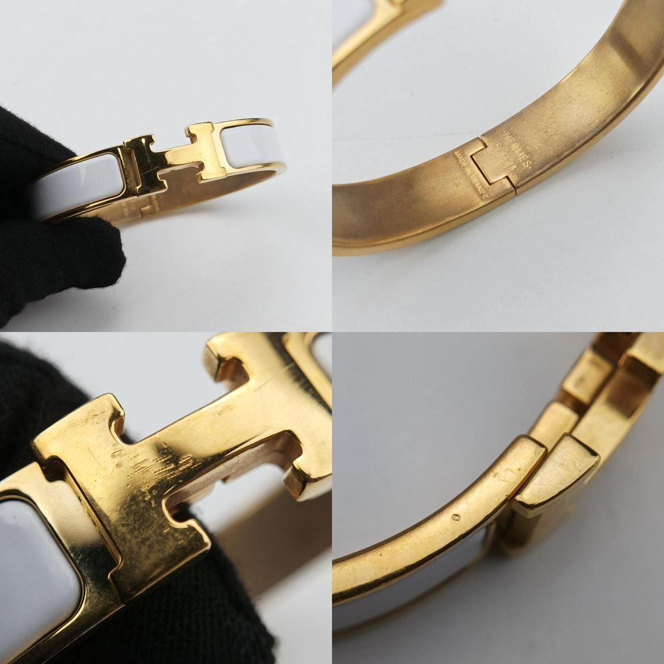 エルメス　クリッククラック　ホワイト×ゴールド金具 エルメスクリッククラックホワイト×ゴールド金具
