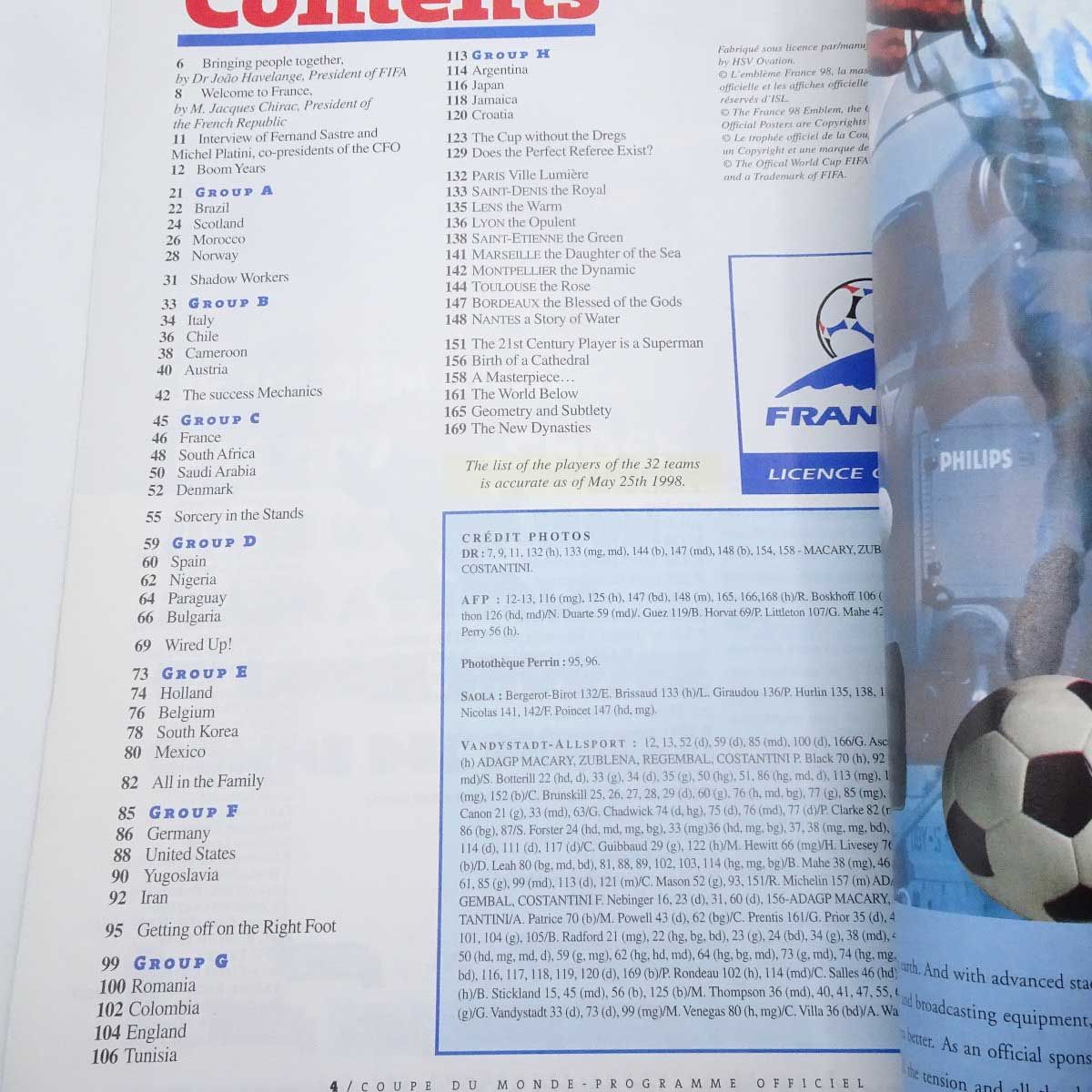 サッカーワールドカップフランス98オフィシャルプログラム