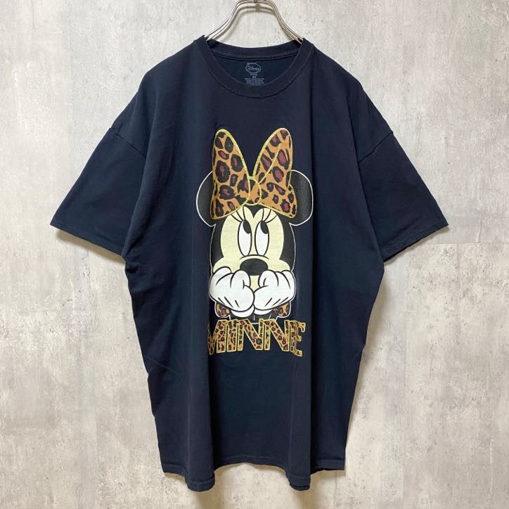 古着 used Disney Minnie Mouse ミニーマウス 半袖プリントTシャツ レオパード ヒョウ柄 黒 ブラック - メルカリ