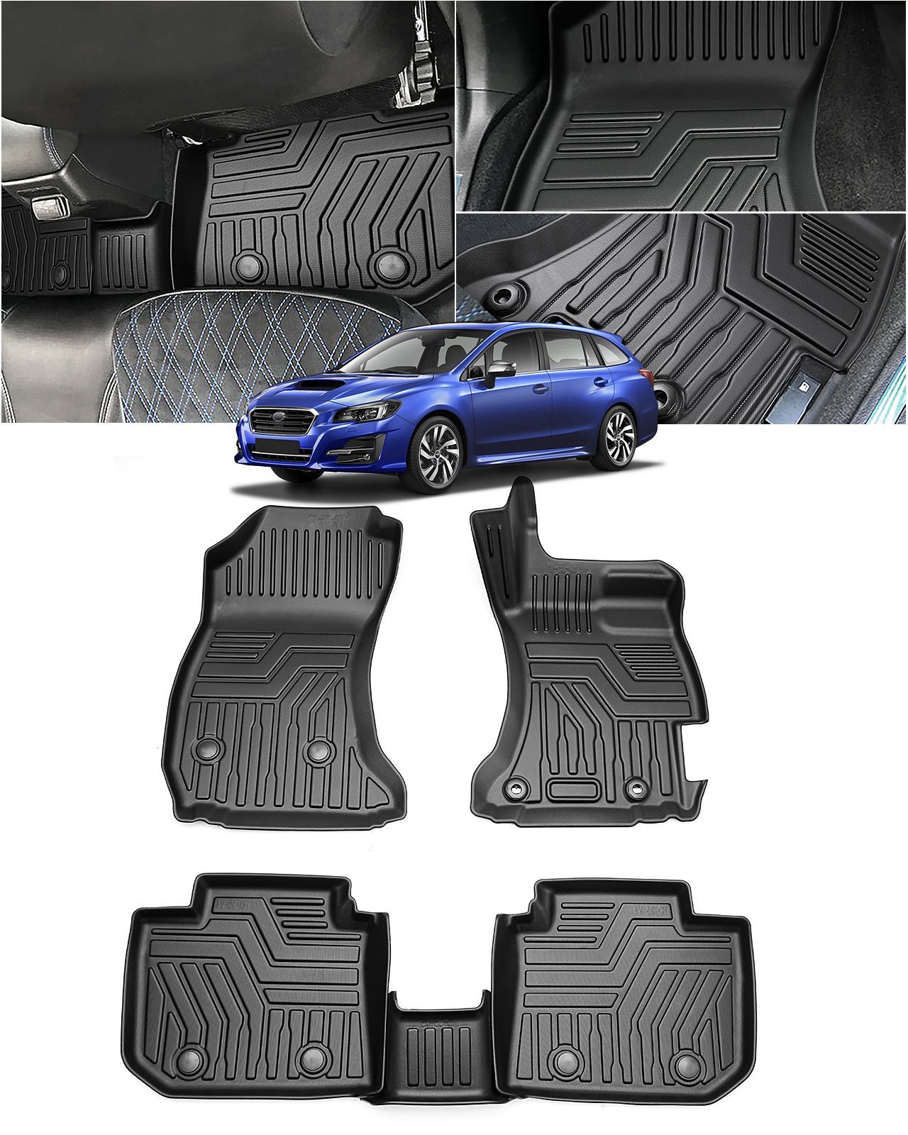 スバル レヴォーグ VM系 3Dフロアマット 防水マット 耐汚れ Levorg VM4 VMG 2014-2020年 フロアマット セカンドマット 立体カーマット 滑り防止 TPE素材 車種 設計 保護パーツ カー用品 5PCSセット