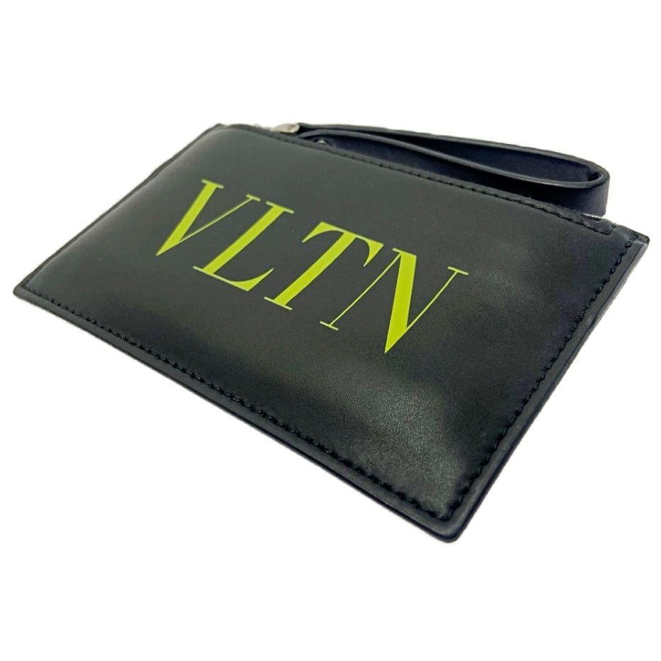 【中古】Valentino Garavani ヴァレンティノ・ガラヴァーニ カーフスキン VLTN カードホルダー メンズ ブラック 208532  カードケース