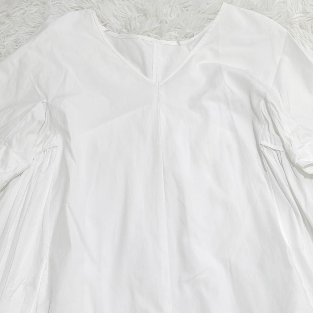 おしゃれである ANAYI アナイ 34 半袖 フ ワンピース コットン ホワイト