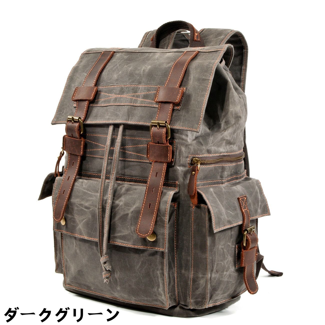 牛本革 キャンバス 帆布 ビンテージ加工 撥水加工 欧米風 バックパック 