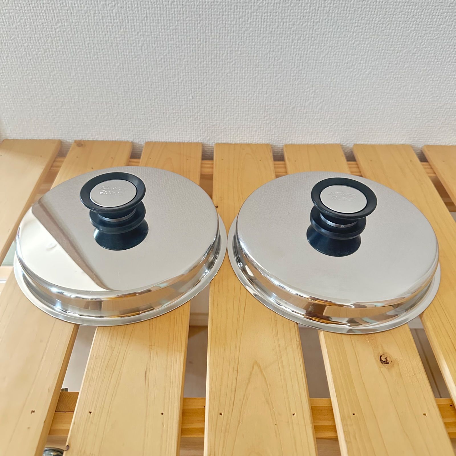 Used☆アムウェイ☆中フライパン蓋のみ2つ☆アムウェイ クィー鍋