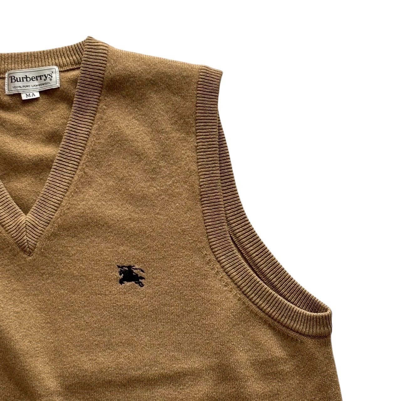 BURBERRY バーバリー ニットベスト 茶 冬 厚手 ウール メンズ Mサイズ 
