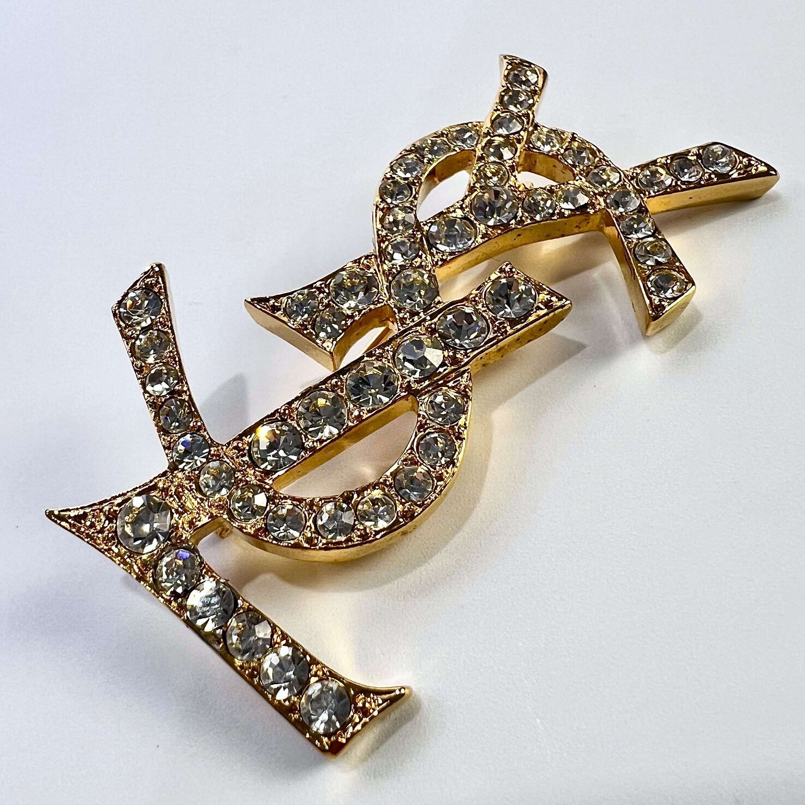 イヴサンローラン ラインストーンブローチ 美品イヴ・サンローラン