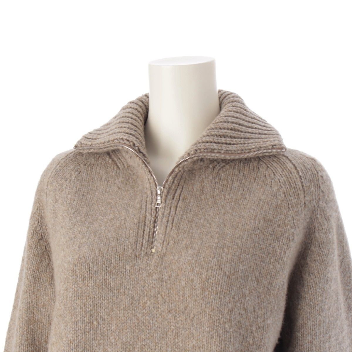 BLAMINK - ブラミンク カシミヤ ハーフジップ ニット セーター トップス 7913 106 0226 グレージュ 36【中古】 ブラミンク カシミヤ ハーフジップ ニット セーター トップス
