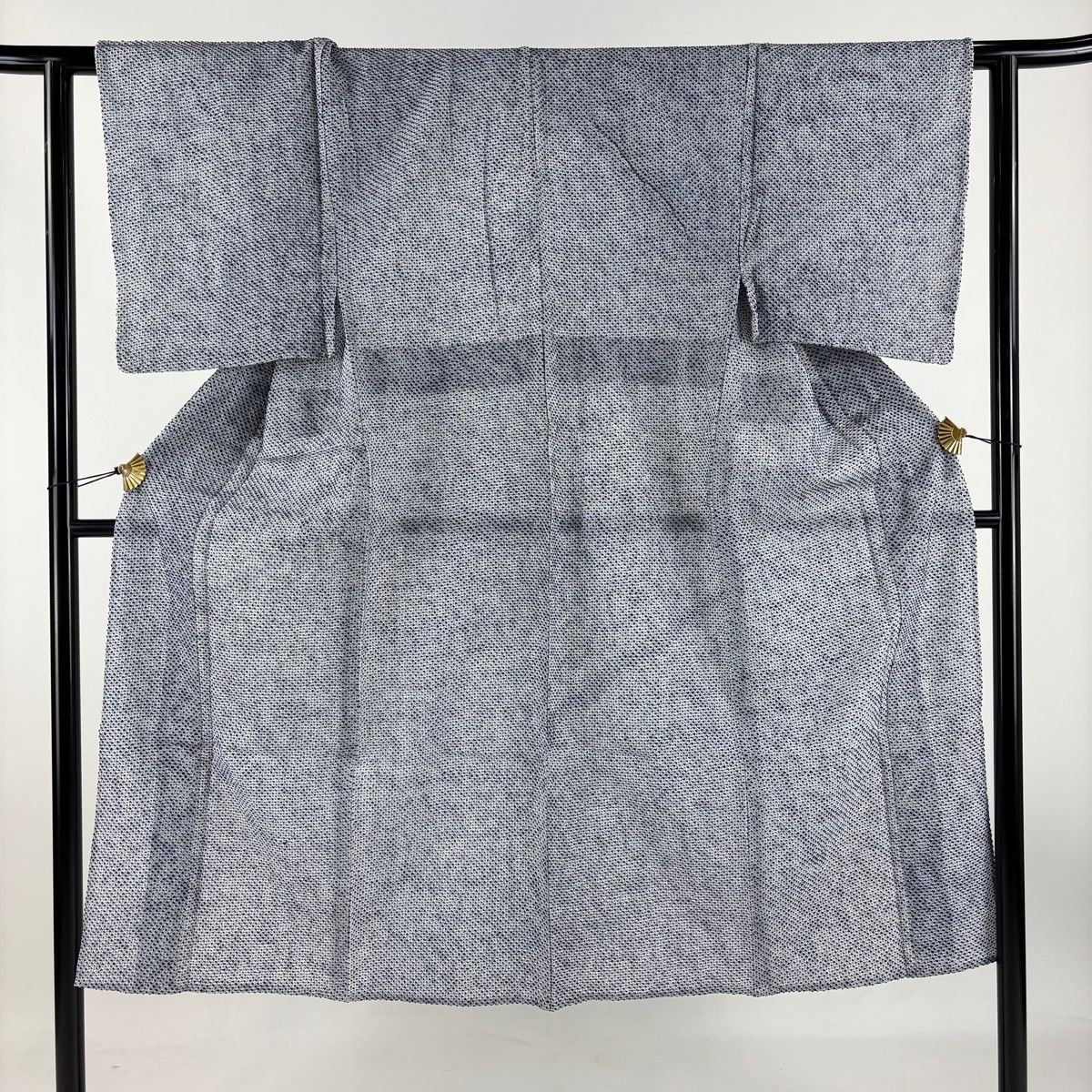 男着物 身丈139cm 裄丈62cm S 浴衣 幾何学模様 藍色 綿 名品