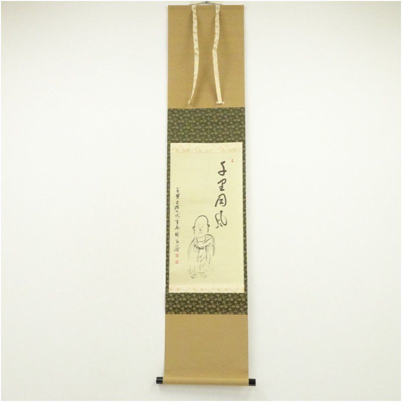 掛軸 山水 画賛 箱無し 1-6 作者不詳/舟人物画賛/掛軸山水図/横