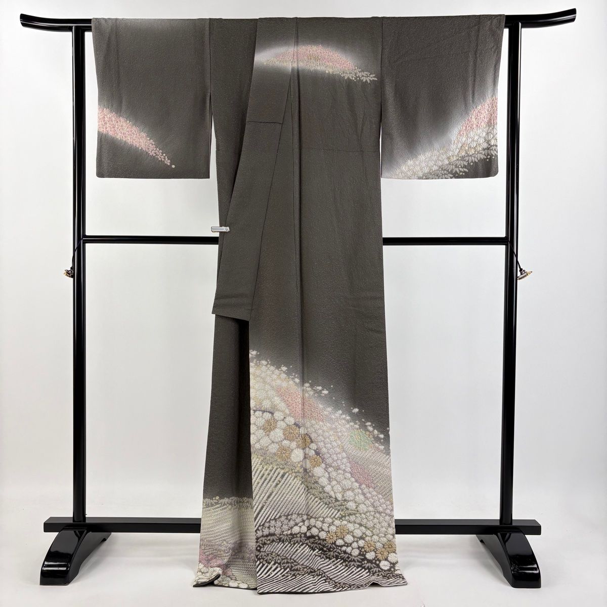 訪問着 着物 中古 正絹 袷 フォーマル 滝泰 落款 絞り 辻が花 蝶 暈し 紅唐色 多色 金 身丈157cm 裄64cm M きもの北條 A1073-3 訪問着 着物 中古 正絹 袷 滝泰 落款 絞り 片身替わり 市松 地模様