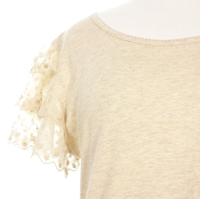 ピンクハウス PINK HOUSE レーススリーブ Tシャツ カットソー 半袖  L ベージュ P011NUAL15B レディース ピンクハウス PINK HOUSE レーススリーブ Tシャツ カットソー