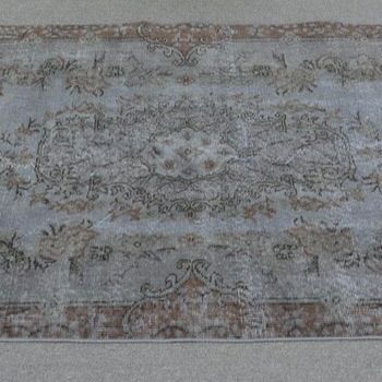 トルコヴィンテージラグ くすみカラー ブルー 113×218cm トルコラグ