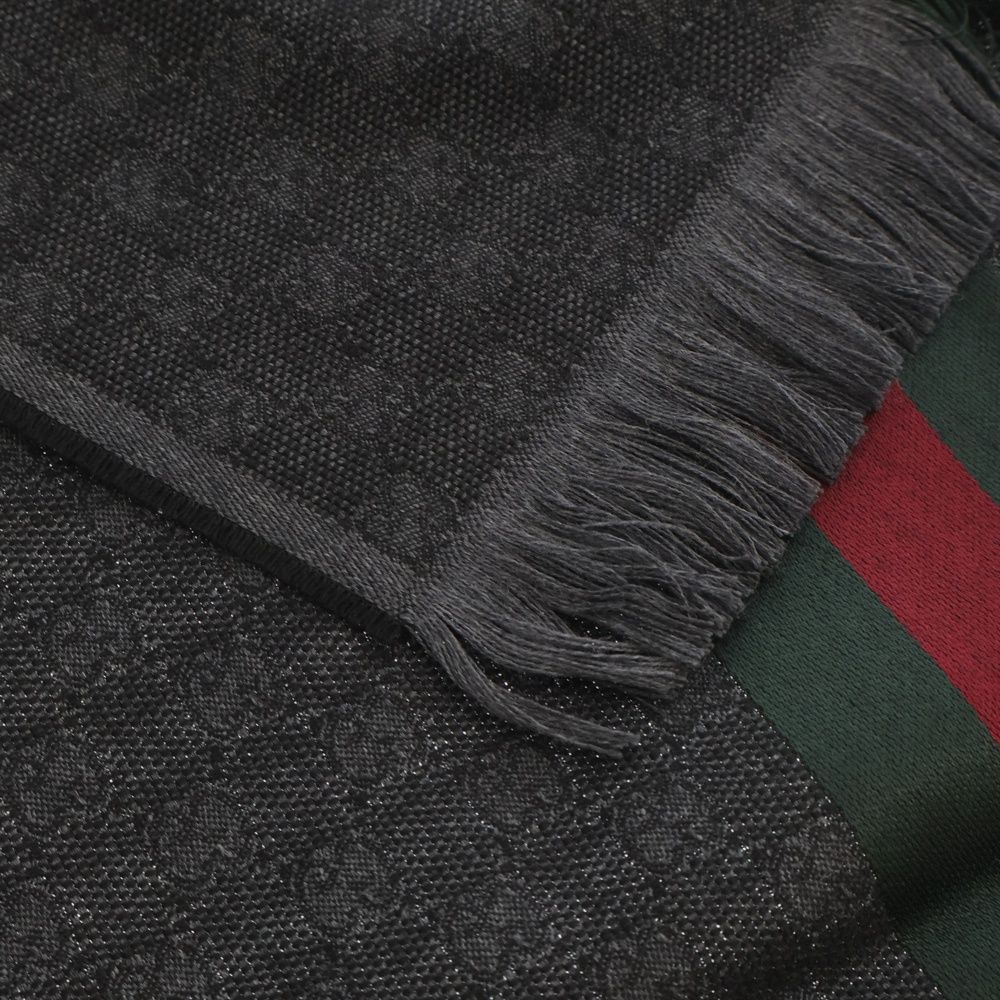 GUCCI (グッチ) シェリーライン GG総柄 シルク混 ウールマフラー