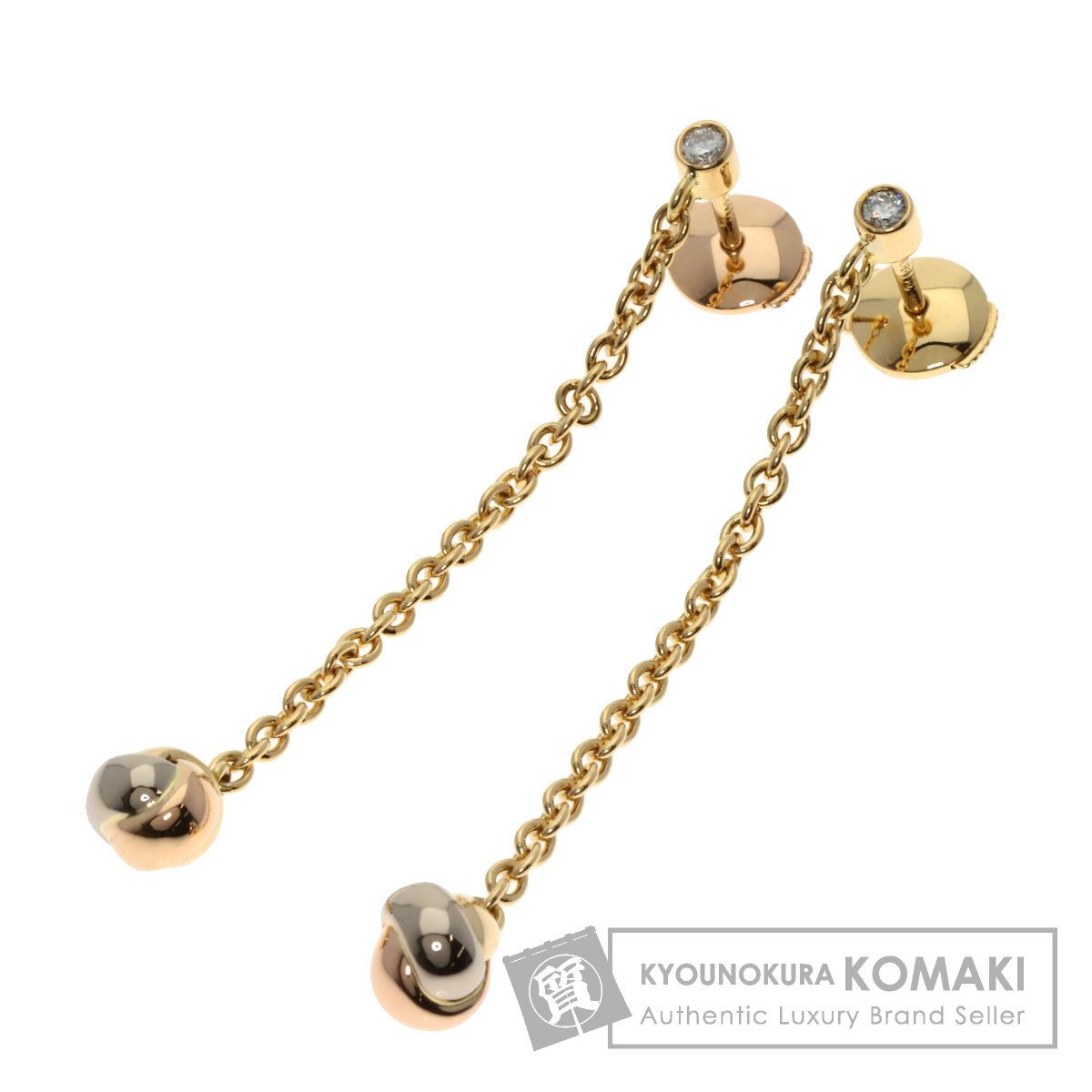 CARTIER カルティエ ベビー トリニティ ボール ダイヤモンド ピアス K18YG K18WG K18PG レディース