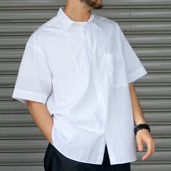 Graphpaper グラフペーパー 日本製 Broad Oversized S/S Regular SH ブロードオーバーサイズショートスリーブシャツ GM202-50625B Free WHITE 半袖 SHIRT トップス【Graphpaper】