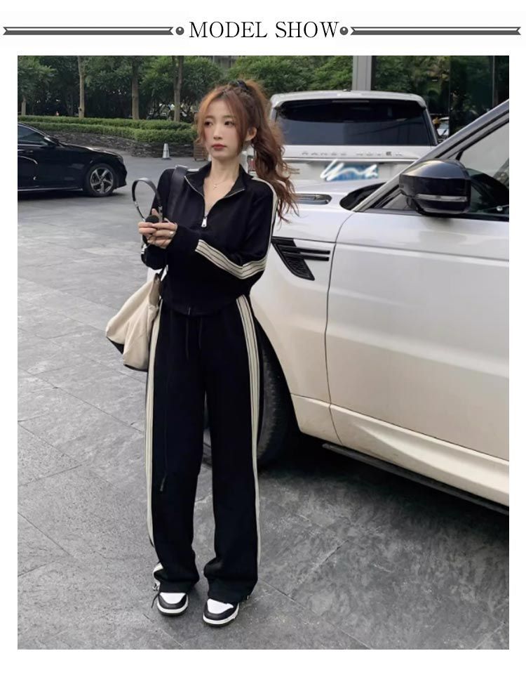 スウェット 上下セット サイドライン 韓国 レディース セットアップ