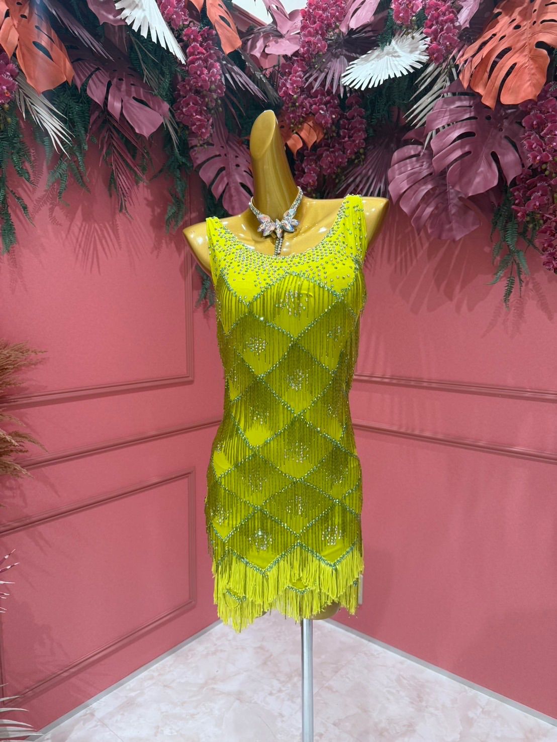 社交ダンス gentil ジャンティ ラテンドレス グリーン サイズS