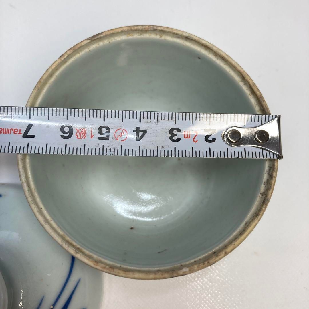 中国清時代 青華 草花図 蓋物 トヒコ 本さ5-0518