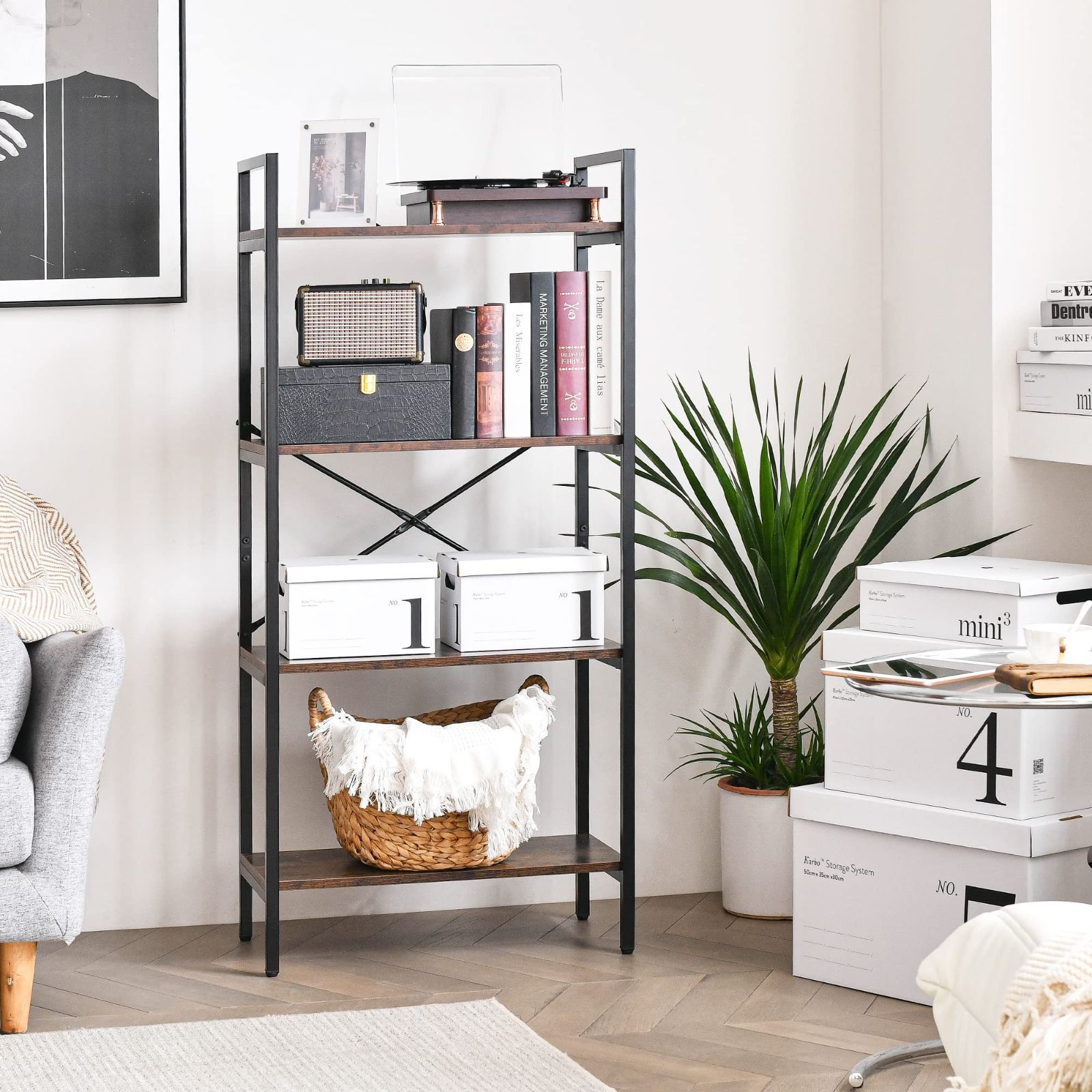 オープンシェルフ 4段 ラック 棚 幅60cm 高さ131cm アイアン オープンシェルフ 4段 ラック 棚 幅60cm 高さ131cm アイアン