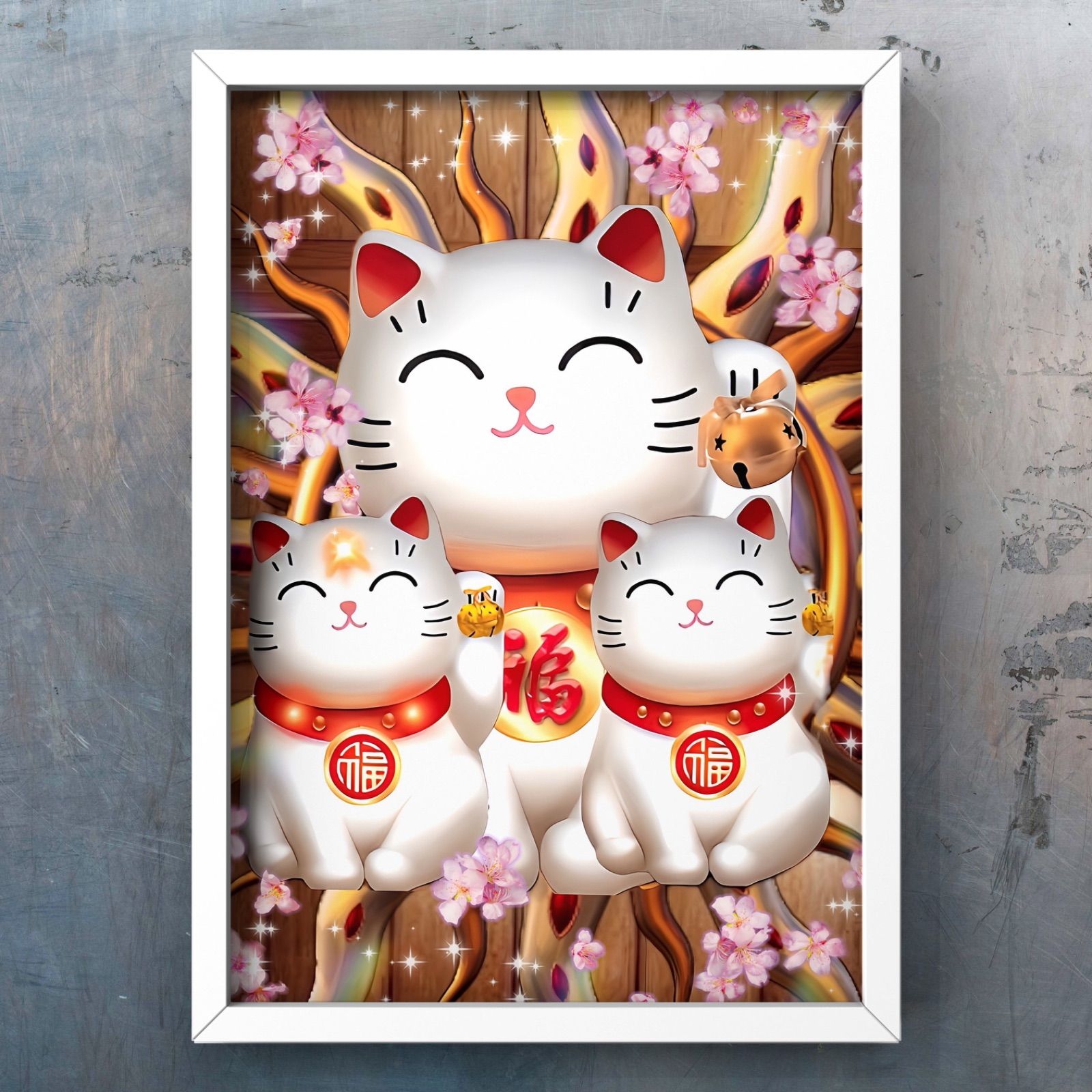 開運 七福神 額 アート 骨董品 水晶画