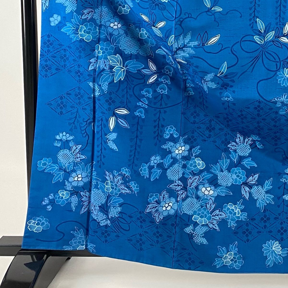 未使用近い　美品　袷　正絹　結城紬フルセット　160 67 紺鼠色 未使用近い 美品 袷 正絹 結城紬 小紋 フルセット 未使用近い美品