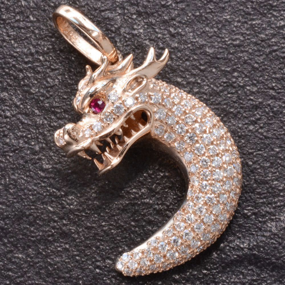 ペンダントトップ メンズ 18金 K18PG 18K ピンクゴールド ドラゴン 龍 