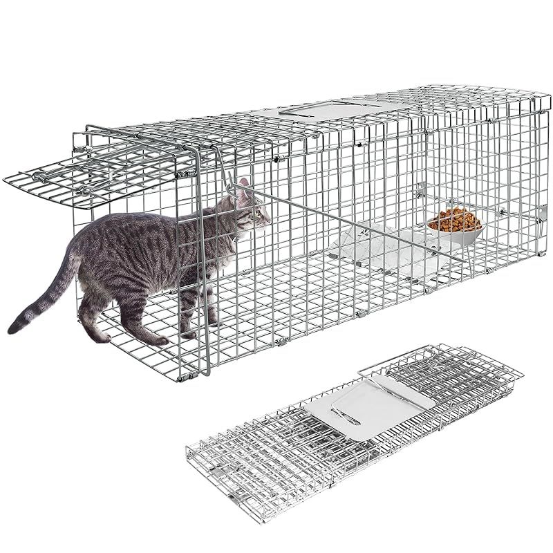 捕獲器 : 踏み板式 動物用 Vtuesxn 猫 猫の保護器 野良猫 アニマルトラップ 安全 猫の保護器（ 畑 檻 動物捕獲器 猫用 61x20x19cm